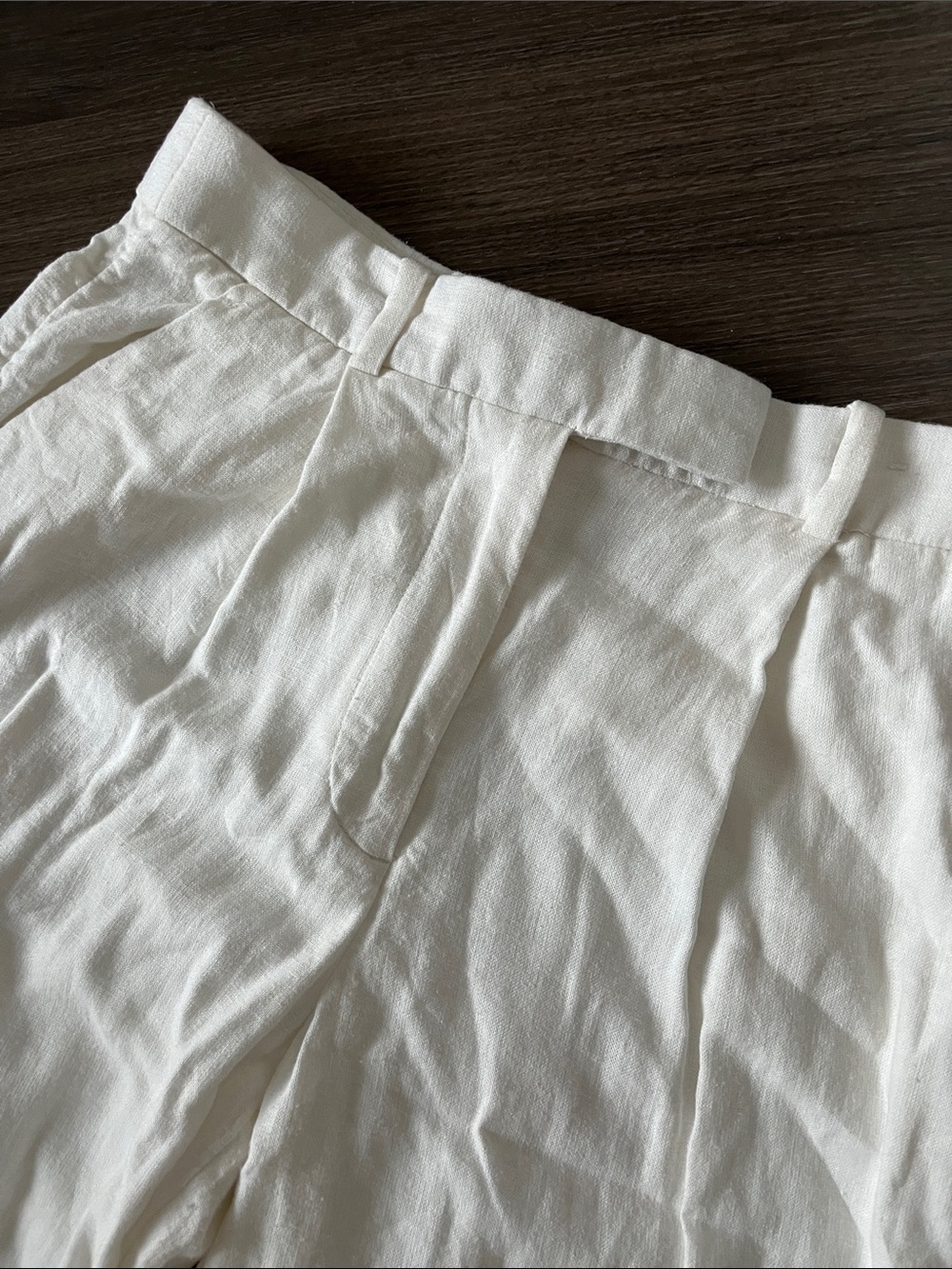 Abercrombie & Fitch White Wide-Leg Linen-Blend Pants